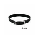 Bracelet Acier inoxydable et cuir noir texturé Homme ROCHET, largeur .