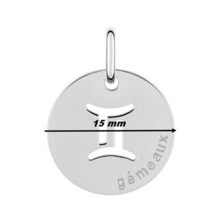 Pendentif médaille Zodiaque Gémeaux Argent ROBBEZ MASSON, diamètre.