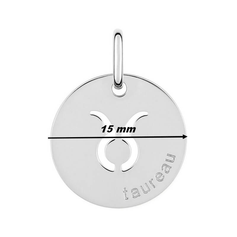 Pendentif médaille Zodiaque Taureau Argent ROBBEZ MASSON, diamètre.