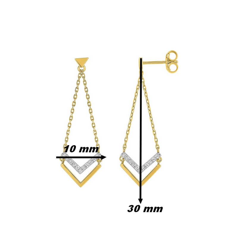 Boucles d'oreilles pendantes Or jaune et Oxydes ROBBEZ MASSON, dimensions