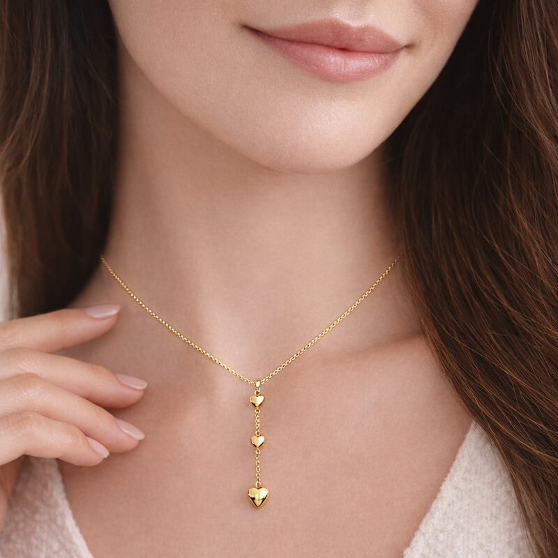 Collier pendant Cœurs Femme Or jaune ROBBEZ MASSON porté