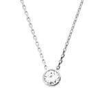 Collier solitaire sertis clos Argent et Oxyde Femme ROBBEZ MASSON