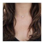 Collier solitaire sertis clos Argent et Oxyde Femme ROBBEZ MASSON, porté