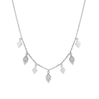 Collier Femme Argent Rhodié Pampilles et Oxydes