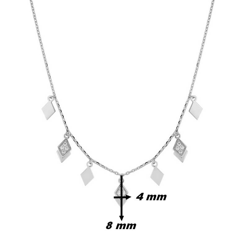 Collier Femme Argent Rhodié Pampilles et Oxydes dimensions