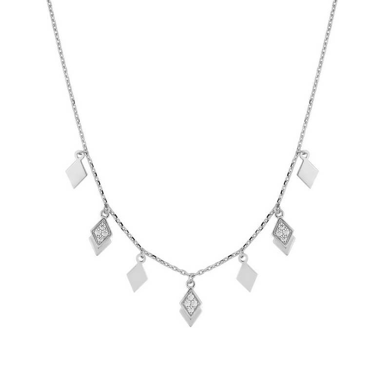 Collier Femme Argent Rhodié Pampilles et Oxydes