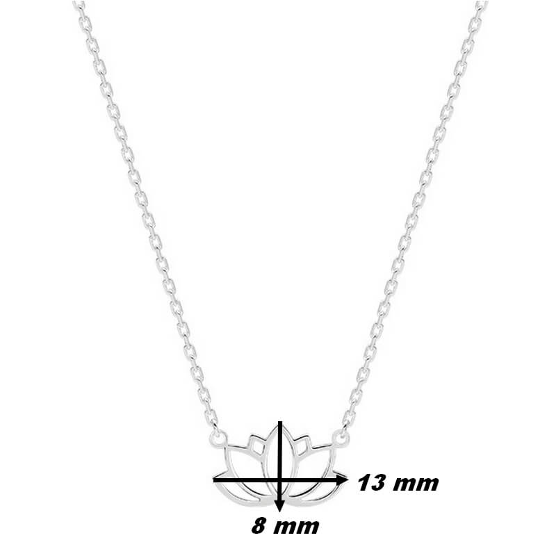 Collier Fleur de Lotus Femme Argent rhodié tendance ROBBEZ MASSON, dimensions.