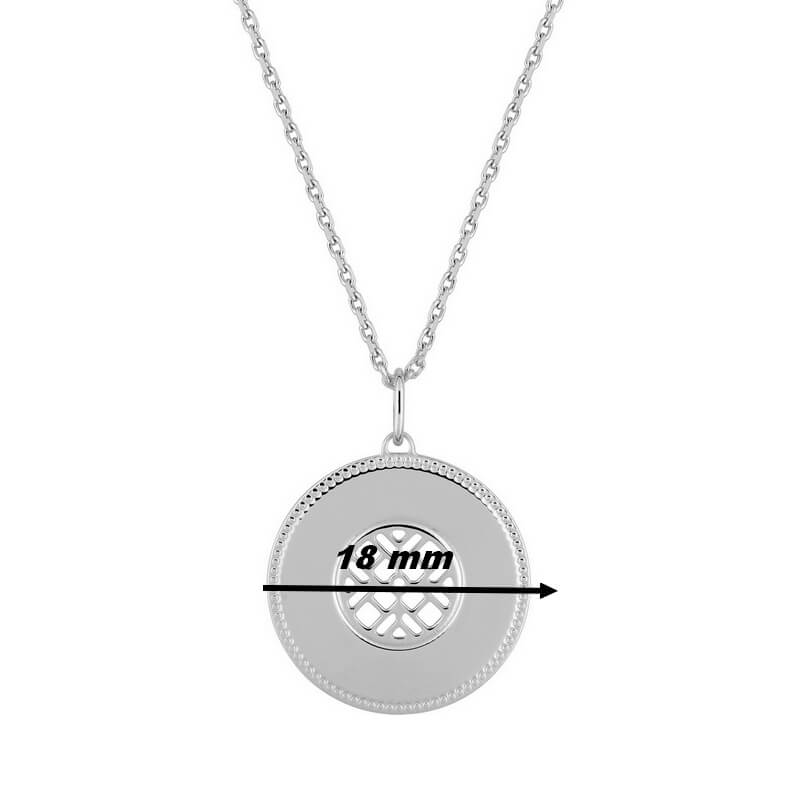 Collier Femme Argent rhodié médaille, diamètre
