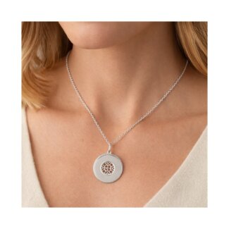 Collier Femme Argent rhodié médaille porté