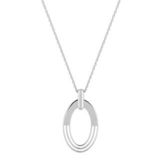 Collier Argent rhodié ovale Femme élégant