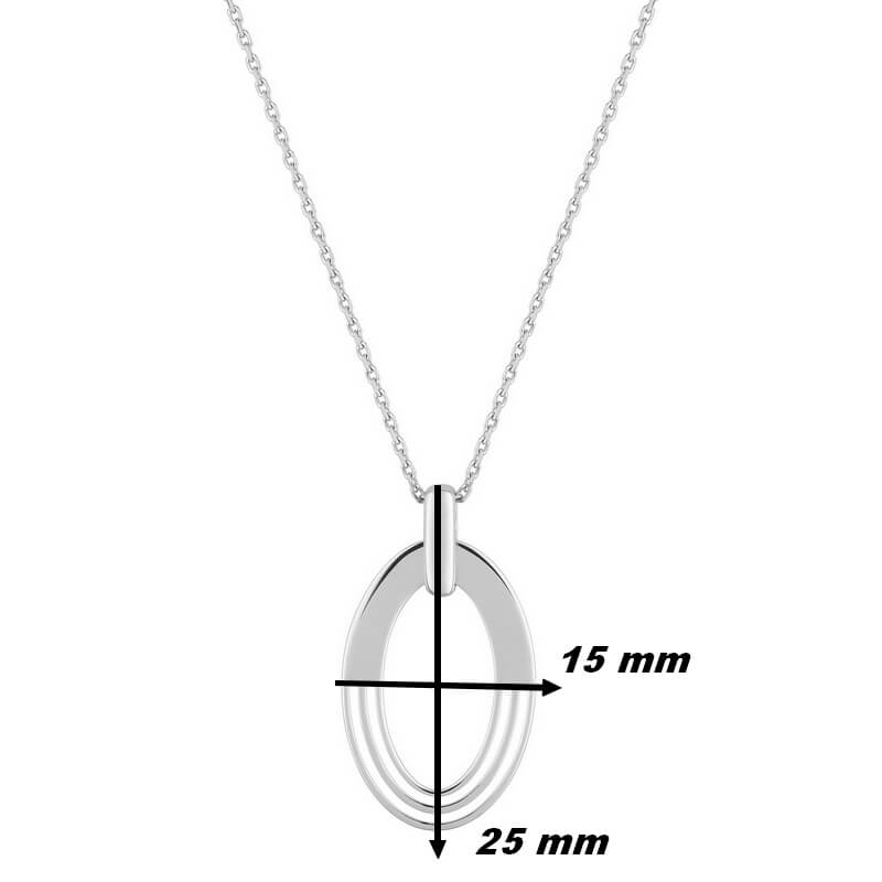 Collier Argent rhodié ovale Femme élégant, dimensions