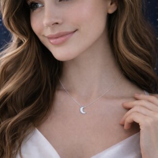 Collier Femme Demi Lune Argent et Oxydes ROBBEZ MASSON porté