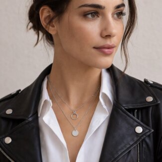 Collier double Argent Femme ROBBEZ MASSON porté.