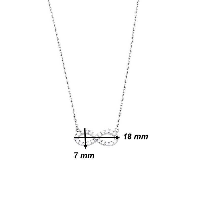 Collier Infini Argent et oxydes Femme ROBBEZ MASSON, dimensions.