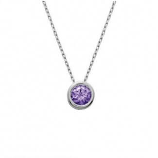 Collier Argent et Oxyde violet serti clos Femme ROBBEZ MASSON
