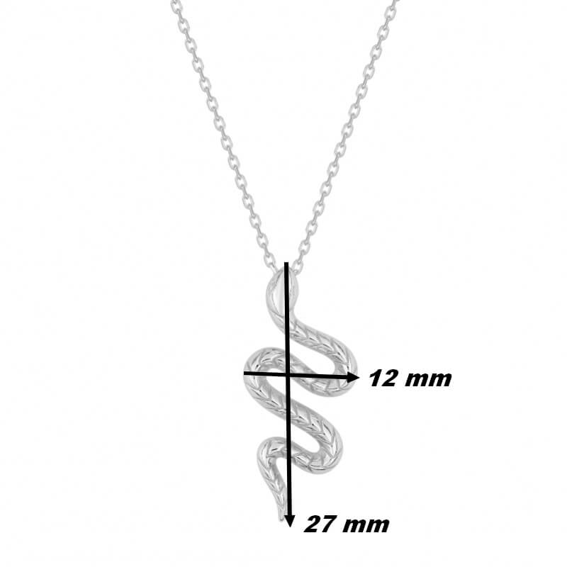 Collier Serpent Femme Argent rhodié tendance ROBBEZ MASSON, dimensions.