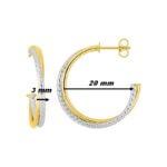 Boucles d'oreilles demi créoles Or jaune et blanc ROBBEZ MASSON, dimensions