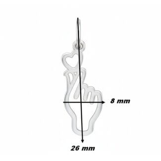 Pendentif KPOP Cœur Coréen Argent rhodié PITIT ELF by Thomas JAVON, dimensions