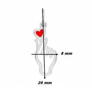 Pendentif KPOP Cœur Coréen Argent rhodié PITIT ELF by Thomas JAVON émail rouge, dimensions