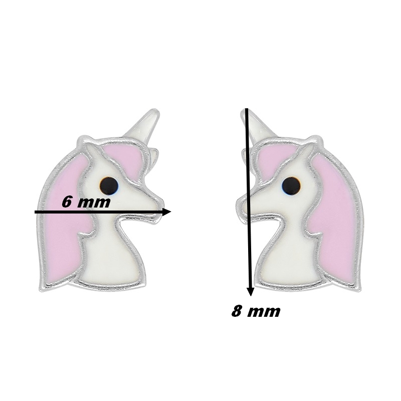 Boucles d’oreilles Licorne Enfant Argent, dimensions