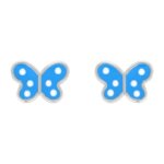 Boucles d’oreilles Papillon bleu Enfant Argent