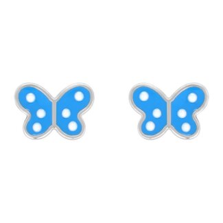 Boucles d’oreilles Papillon bleu Enfant Argent