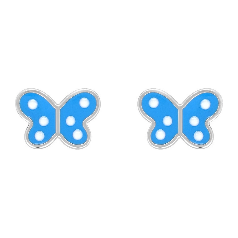 Boucles d’oreilles Papillon bleu Enfant Argent