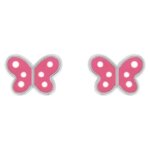 Boucles d’oreilles Papillon rose Enfant Argent