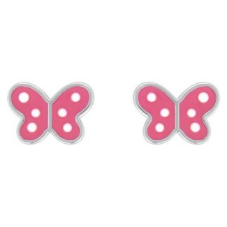 Boucles d’oreilles Papillon rose Enfant Argent