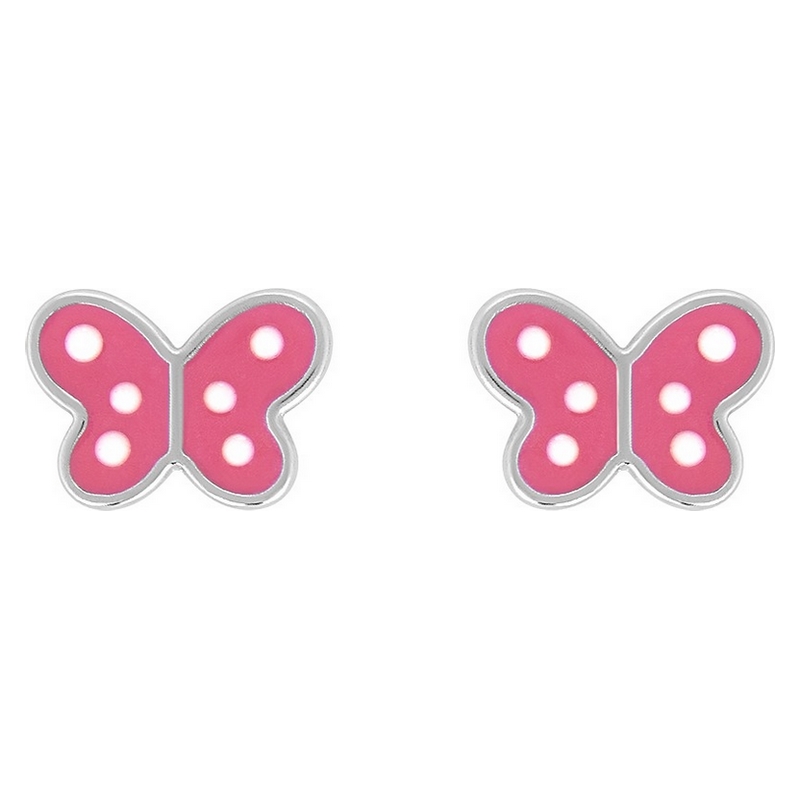 Boucles d’oreilles Papillon rose Enfant Argent