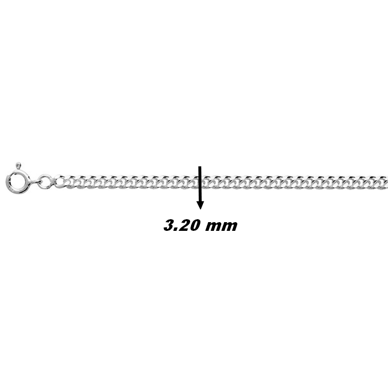 Chaîne Homme maille gourmette Argent 3.20 mm, largeur
