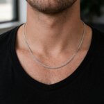 Chaîne Homme maille gourmette Argent 3.20 mm portée