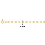 Chaîne maille forçat batée Or 2 mm, largeur