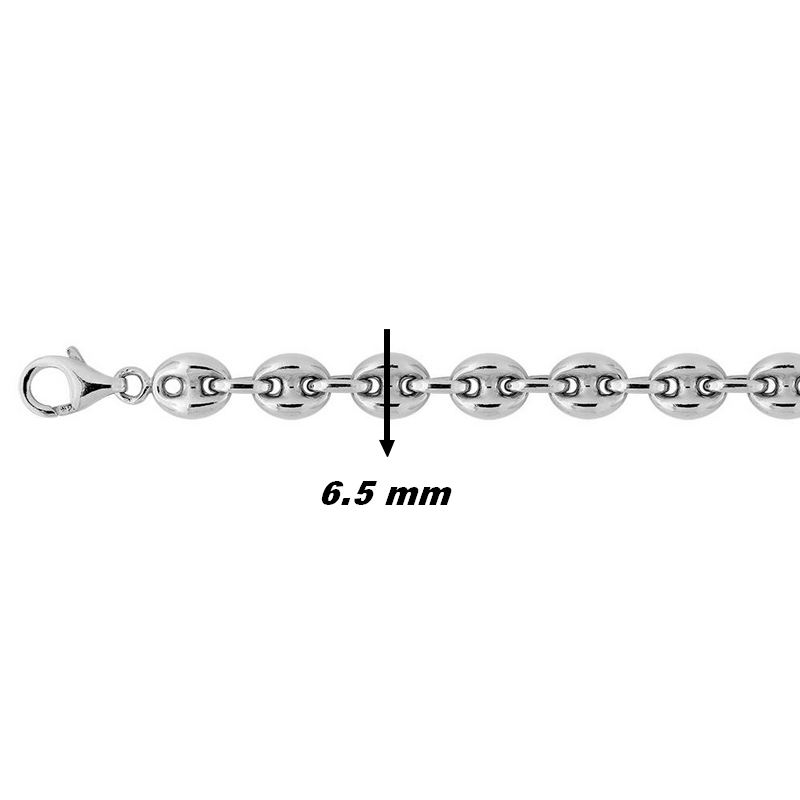 Chaîne Argent Grain de café 6.5 mm, largeur