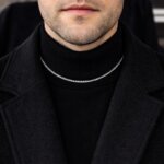 Chaîne Homme maille gourmette Argent 2.4 mm portée