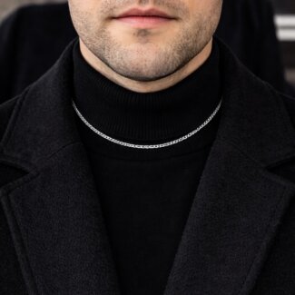 Chaîne Homme maille gourmette Argent 2.4 mm portée