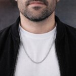 Chaîne Homme maille gourmette Argent 3.50 mm portée