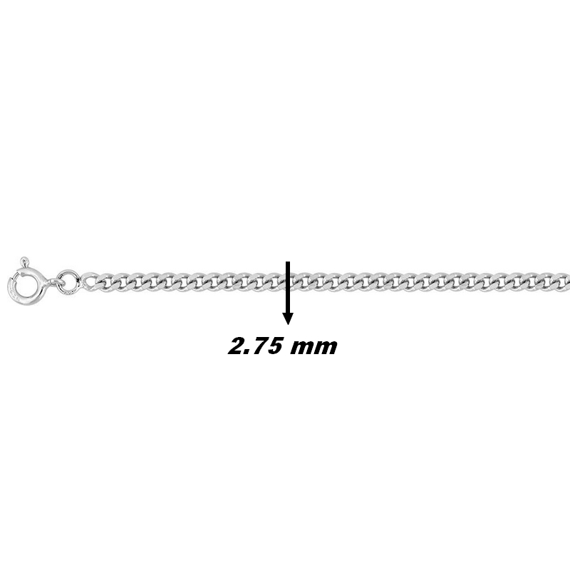 Chaîne Homme maille gourmette Argent 2.75 mm, largeur