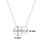 Collier Femme double cercle Argent, dimensions