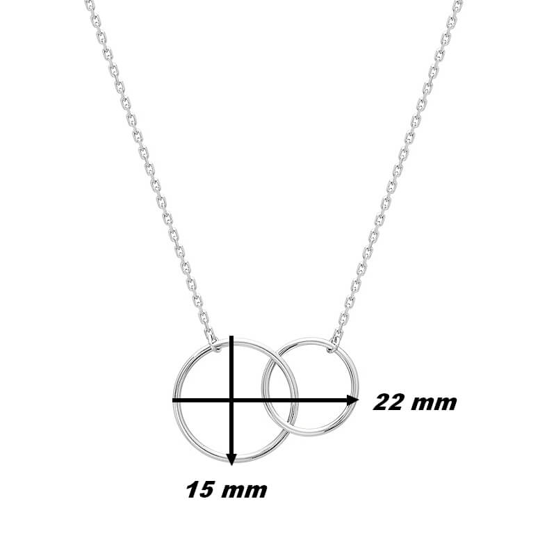 Collier Femme double cercle Argent, dimensions