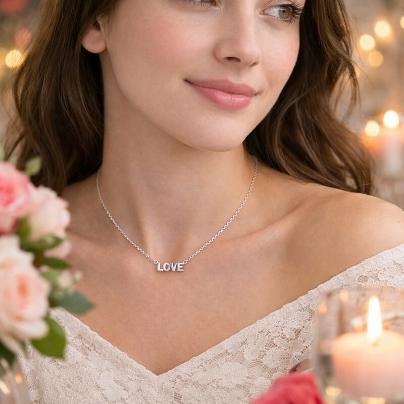 Collier Femme LOVE Argent porté