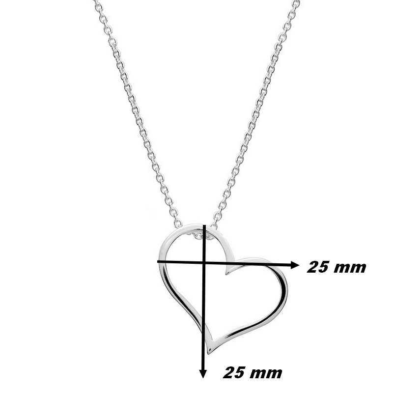 Collier Femme Cœur pendant Argent, dimensions