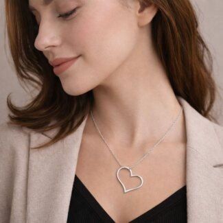 Collier Femme Cœur pendant Argent porté