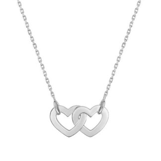 Collier Femme double Cœur ajouré Argent