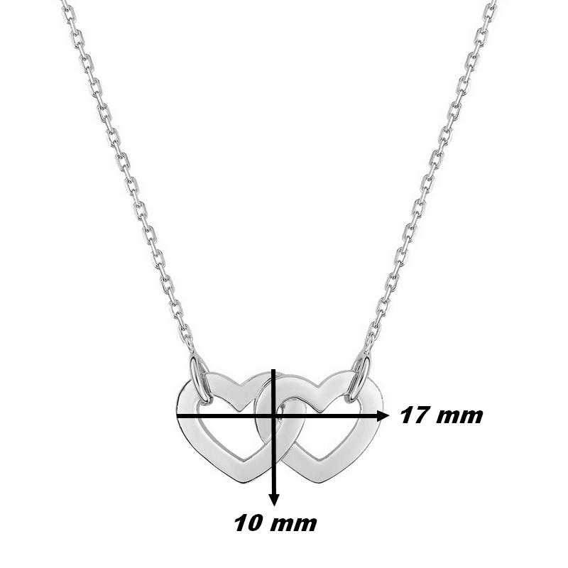 Collier Femme double Cœur ajouré Argent, dimensions