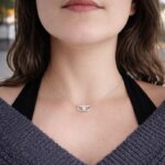 Collier Femme double Cœur ajouré Argent porté