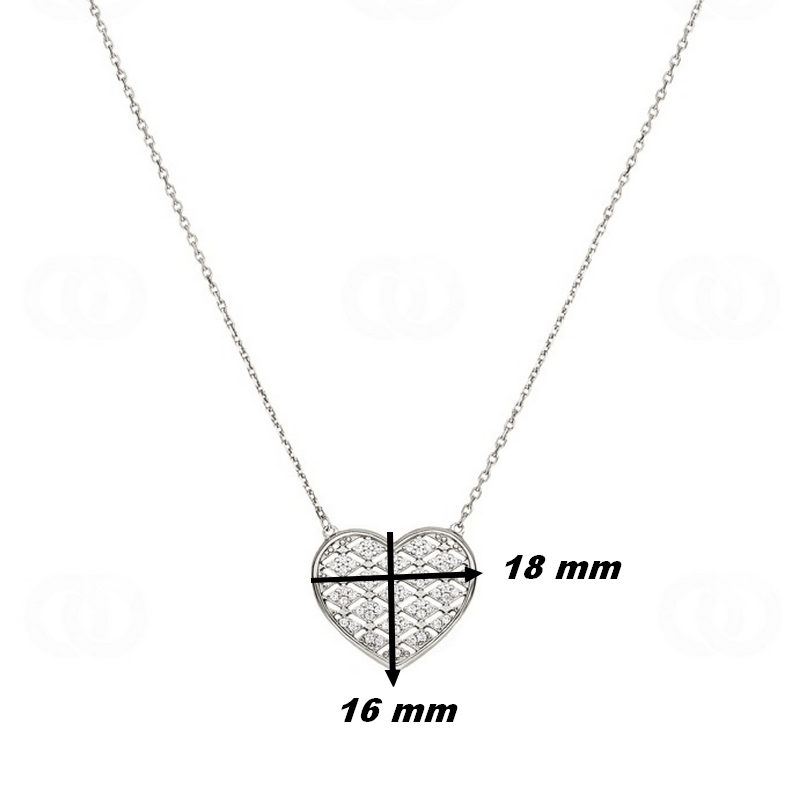 Collier Femme Argent et Oxydes Cœur élégant, dimensions