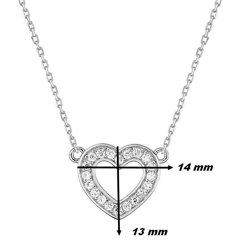 Collier Femme cœur ajouré Argent, Oxydes, dimensions