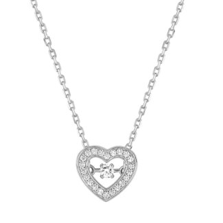 Collier Femme Cœur Argent et Oxydes romantique