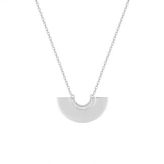 Collier Femme Argent Demi Cercle et Oxydes